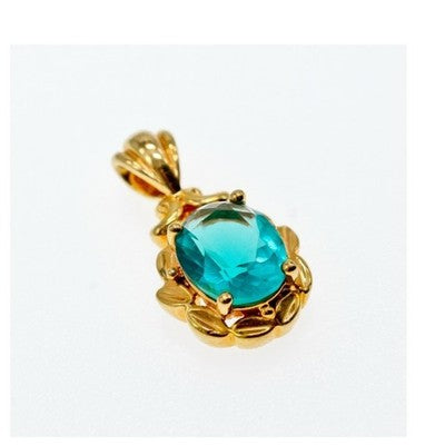 925 Sterling Silver Gold Plated Aquamarine "Ocean" Pendant