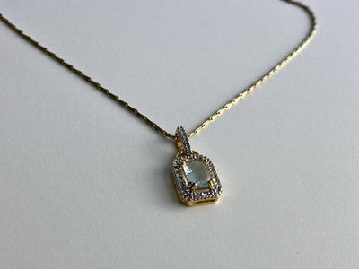 925 Sterling Silver Gold Plated Topaz Chain With Pendant