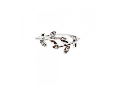 925 Sterling Silver CZ "Spring" Ring Size 7-8 ( Adjustable )