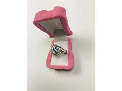 925 Sterling Silver Blue Spinel & Clear Quartz Ring Size 6.5