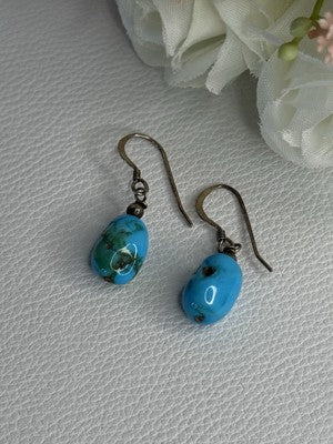 925 Sterling Silver Turquoise Earrings Length 1.20 Inch