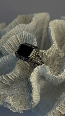 Marc 925 Sterling Silver Black Onyx Ring Size 8