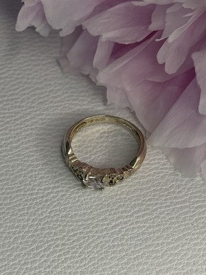 925 Sterling Silver Beryl & Marcasite Ring Size 7
