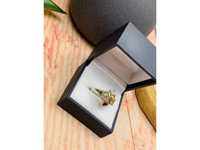 925 Sterling Silver Multi Gemstones Ring Size 9