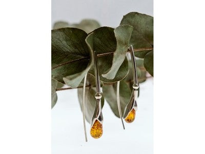 925 Sterling Silver Amber Earrings