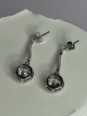 925 Sterling Silver Dream CZ Earrings Length 1.05 Inch