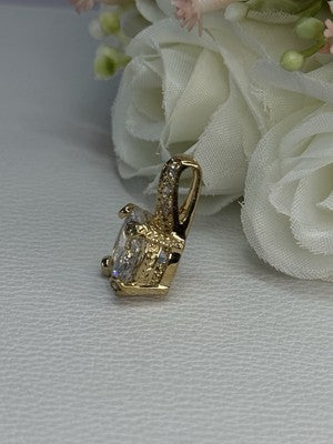 925 Sterling Silver Gold Plated CZ Pendant Length 0.80 Inch