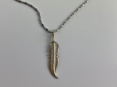 925 Sterling Silver "Feather" Chain With Pendant Italy