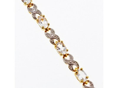 925 Sterling Silver Gold Plated Aquamarine Bracelet