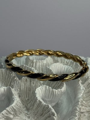 Bangle 925 Sterling Silver Gold Plated Onyx Bracelet