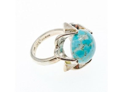 925 Sterling Silver Larimar Ring Size 6.75