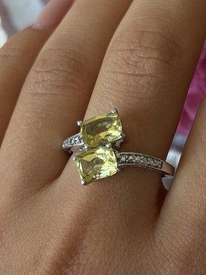 925 Sterling Silver Citrine Ring Size 10