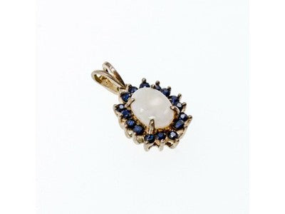 925 Sterling Silver Opal & Sapphires Pendant