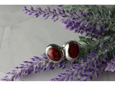 925 Sterling Silver Red Jasper Stud Earrings