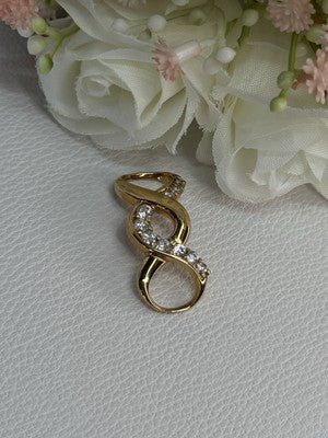 925 Sterling Silver Gold Plated CZ Pendant Length 1.20 Inch