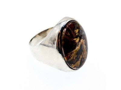 925 Sterling Silver Jasper Ring Size 12.5