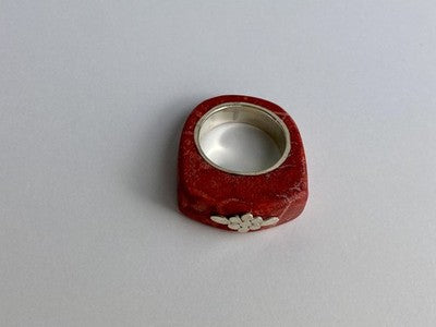 925 Sterling Silver Coral Exclusive Ring Size 10