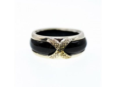 Men's 925 Sterling Silver Black Jade Ring Size 10