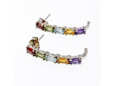 925 Sterling Silver Multi Gemstones Earrings