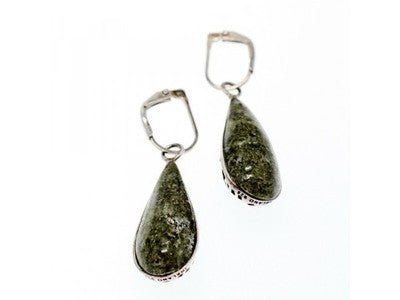925 Sterling Silver Green Jasper Earrings
