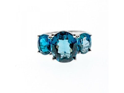 925 Sterling Silver Aquamarine Ring Size 9