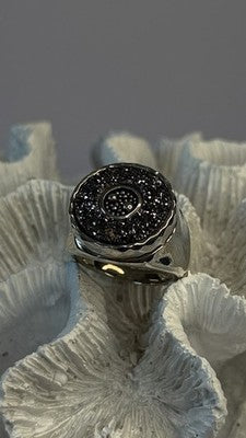 Michael Dawkins Starry Night 925 Sterling Silver Black Druzy Quartz Ring Size 9