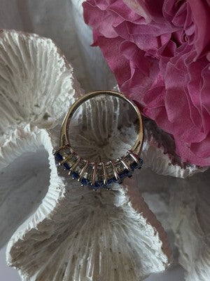 925 Sterling Silver Sapphire Ring Size 8