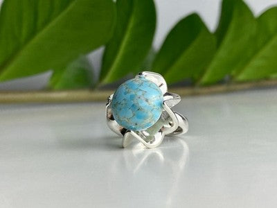 925 Sterling Silver Larimar Ring Size 6.75