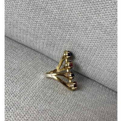 925 Sterling Silver Gold Plated Alpanite & CZ Ring Size 6.5