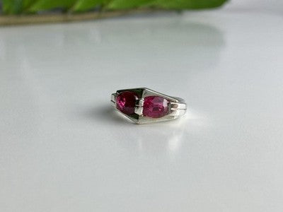 925 Sterling Silver Pink Spinel Ring Size 5.5