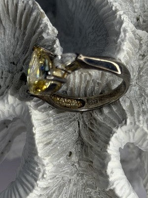 NV 925 Sterling Silver Citrine & White Spinel Ring Size 8