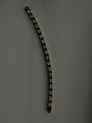 925 Sterling Silver Gold Plated White Colorless & Blue Cz Bracelet 7.5
