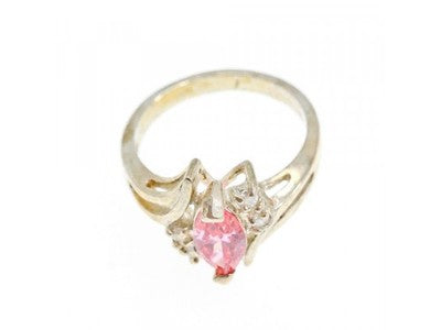 925 Sterling Silver Pink & White CZ Ring Size 7