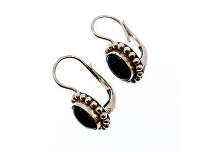 Vintage 925 Sterling Silver Onyx Earrings