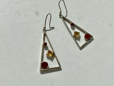 925 Sterling Silver Hessonite & Heliodor Earrings