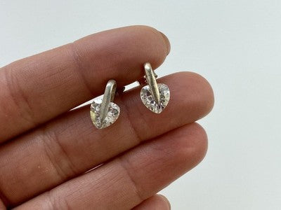 925 Sterling Silver CZ "Hearts" Stud Earrings