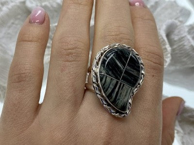 925 Sterling Silver Jasper Ring Size 8