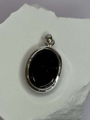 925 Sterling Silver Black Onyx Pendant Length 1.7 Inch