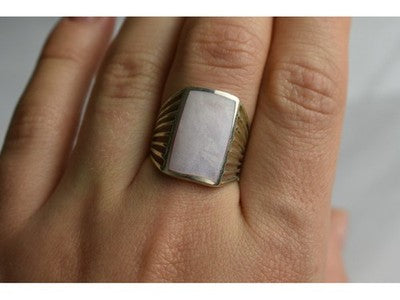 925 Sterling Silver Pink Mother OF Pearl Ring Size 8