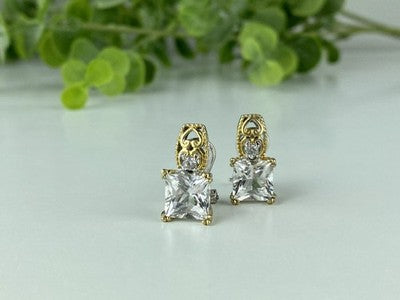 925 Sterling Silver Gold Plated White Tourmaline (Achroite) Earrings