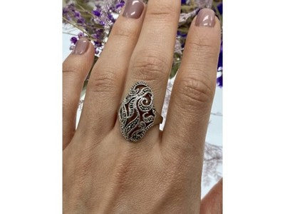 Vintage 925 Sterling Silver Marcasites Ring Size 10.25