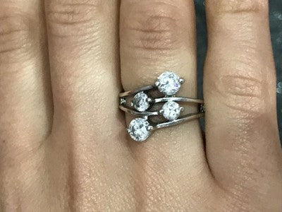 925 Sterling Silver White/Colorless CZ Ring Size 6.5