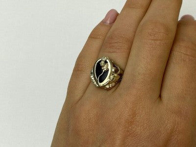 925 Sterling Silver Black Onyx Ring Size 6.5