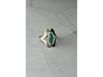 925 Sterling Silver Chinese Turquoise Ring Size 6.75 Mexico