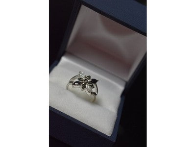 925 Sterling Silver Black Spinel & CZ Ring Size 5.5