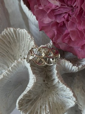 Deb Guyot 925 Sterling Silver White Topaz Band Ring Size 7