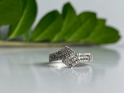 925 Sterling Silver White Topaz Ring Size 9