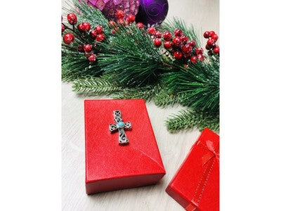 925 Sterling Silver Turquoise Cross Pendant