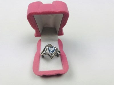 925 Sterling Silver Blue Spinel & Clear Quartz Ring Size 6.5