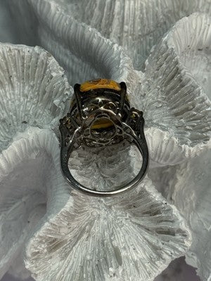 925 Sterling Silver Yashma & Citrine Ring Size 8